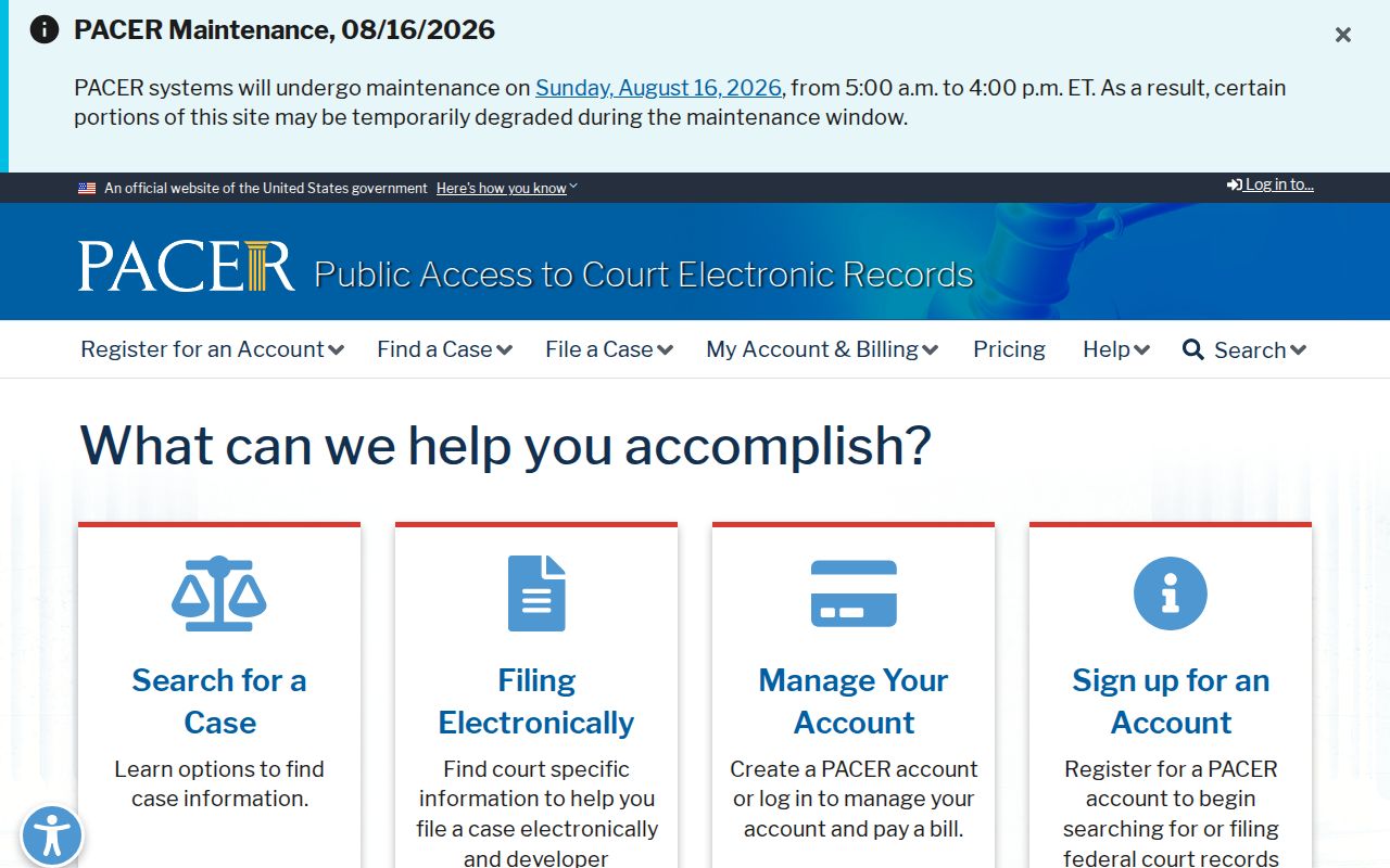 PACER search for federal criminal cases from Pacific County