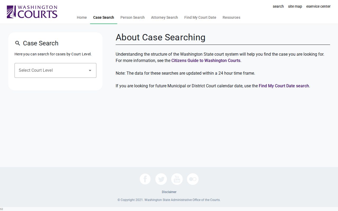 Pacific County criminal court cases in Washington Courts search