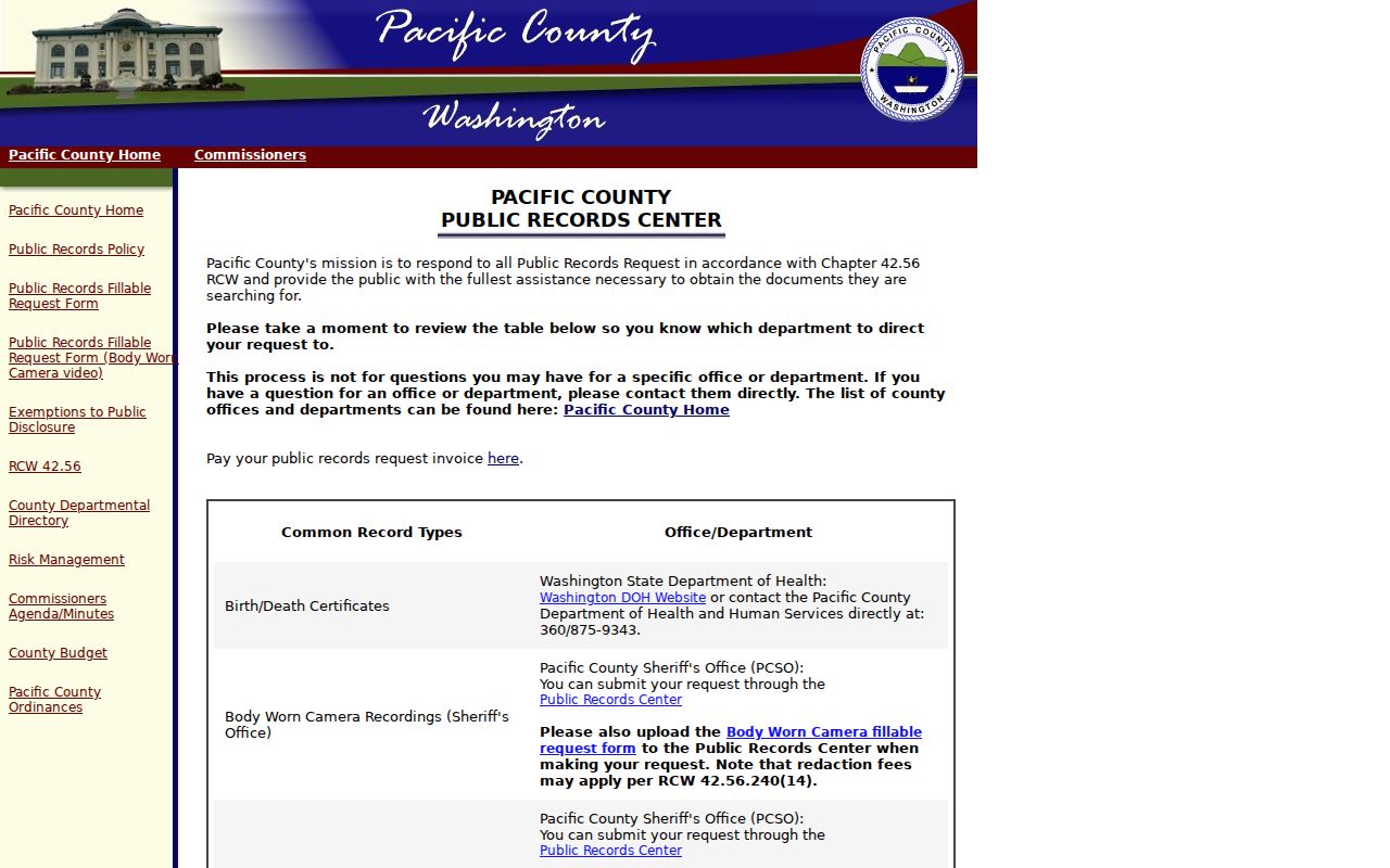 Pacific County criminal records Public Records Center