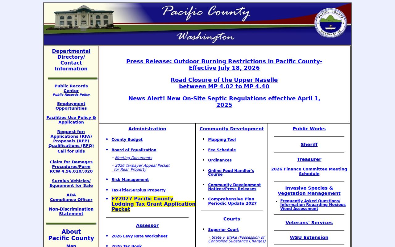 Pacific County criminal history government records gateway
